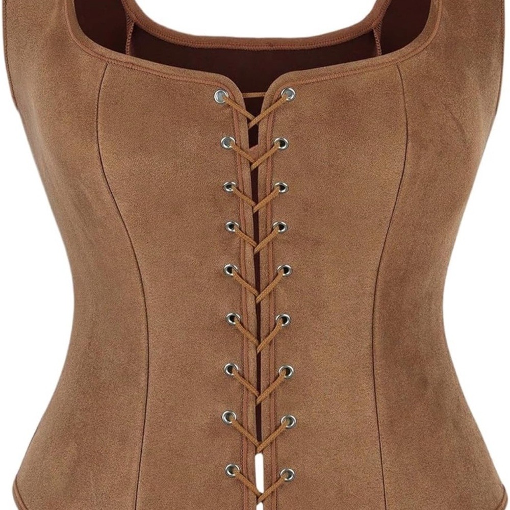 Brown Sleeveless Bustier Bodysuit